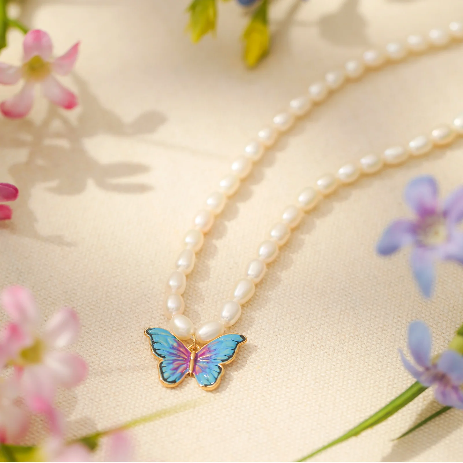 Butterfly Pearl Necklace - Image 4