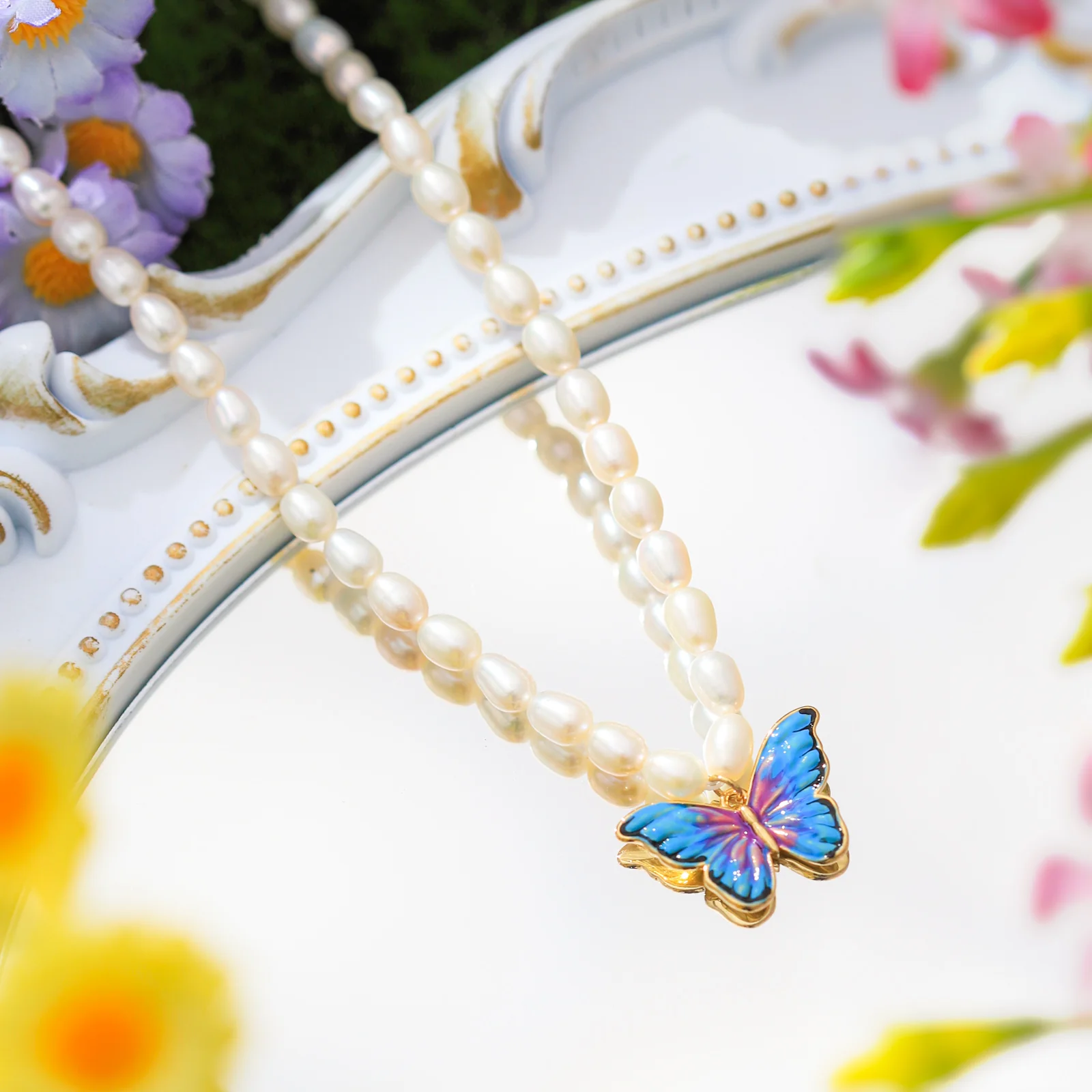 Butterfly Pearl Necklace - Image 6