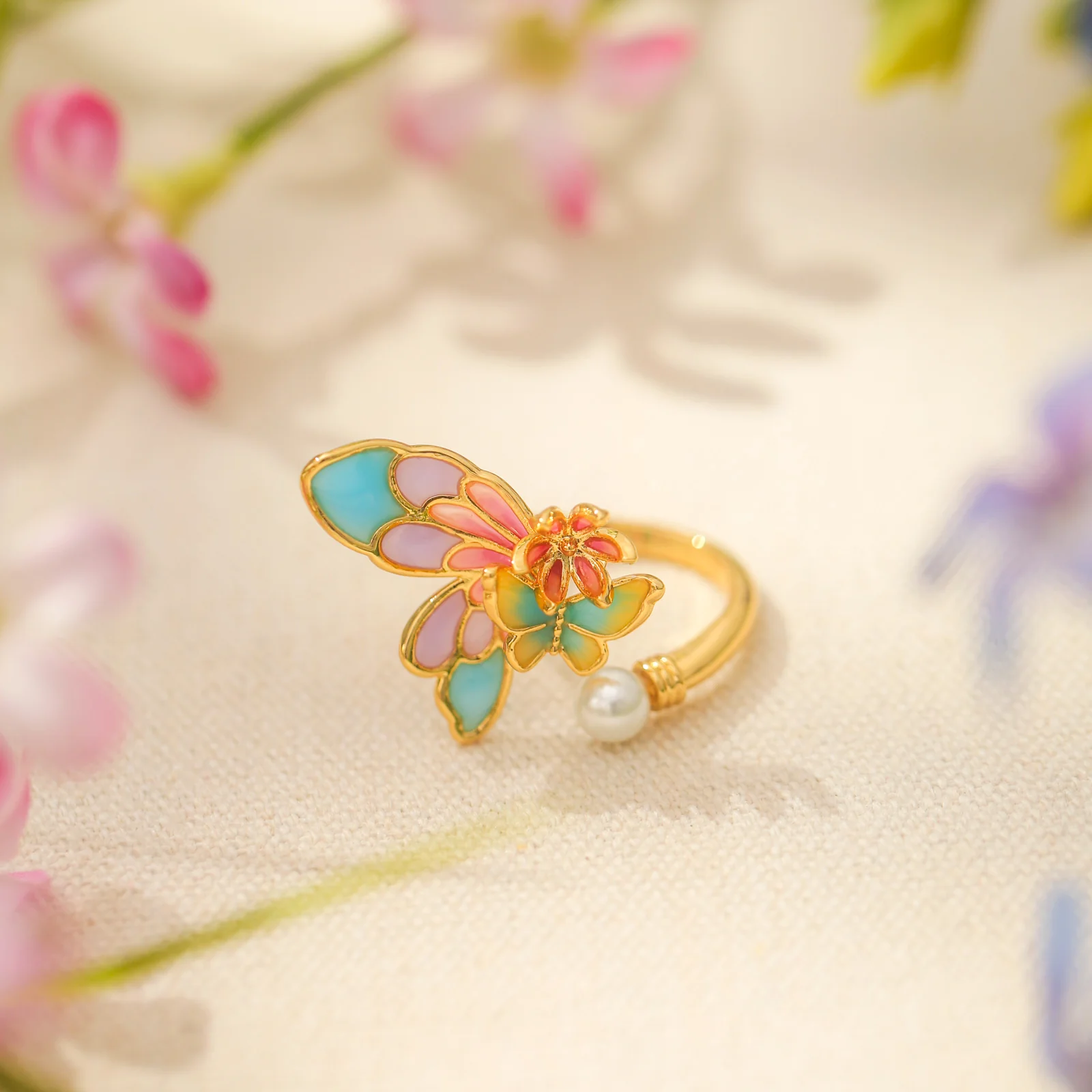 Enamel Butterfly Ring - Image 3
