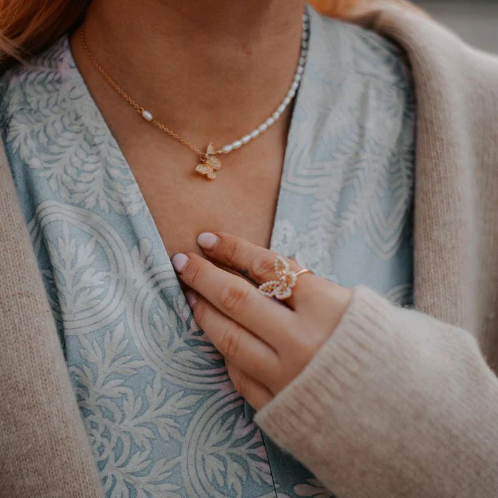 Butterfly Pearl Necklace - Image 11