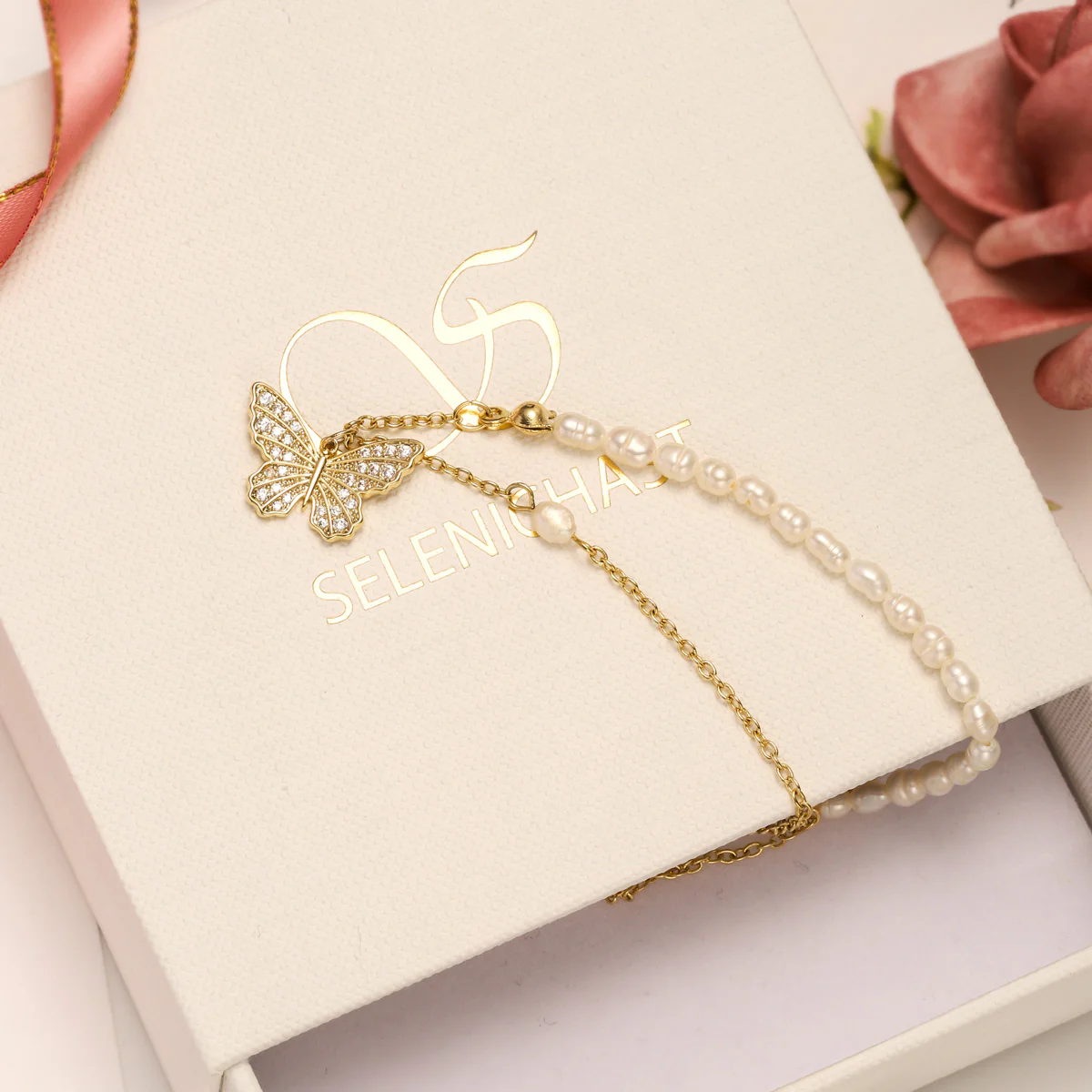 Butterfly Pearl Necklace - Image 17