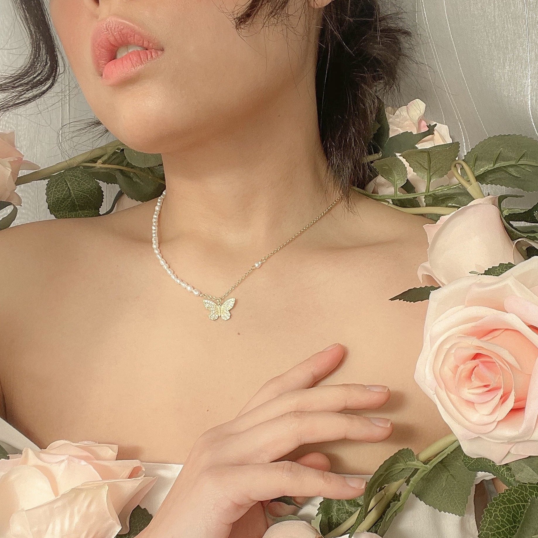 Butterfly Pearl Necklace - Image 9