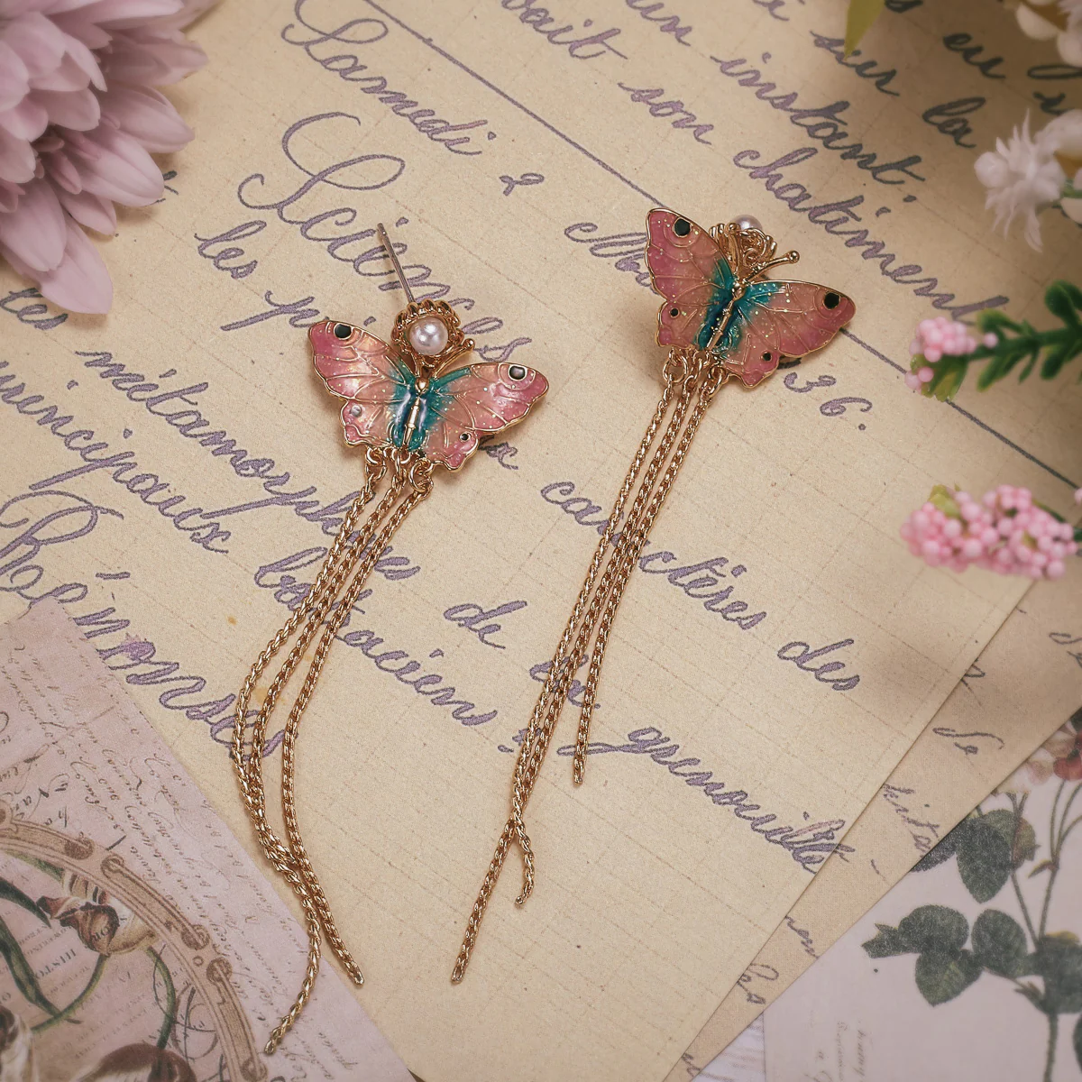 Butterfly Tassel Earrings - Image 4