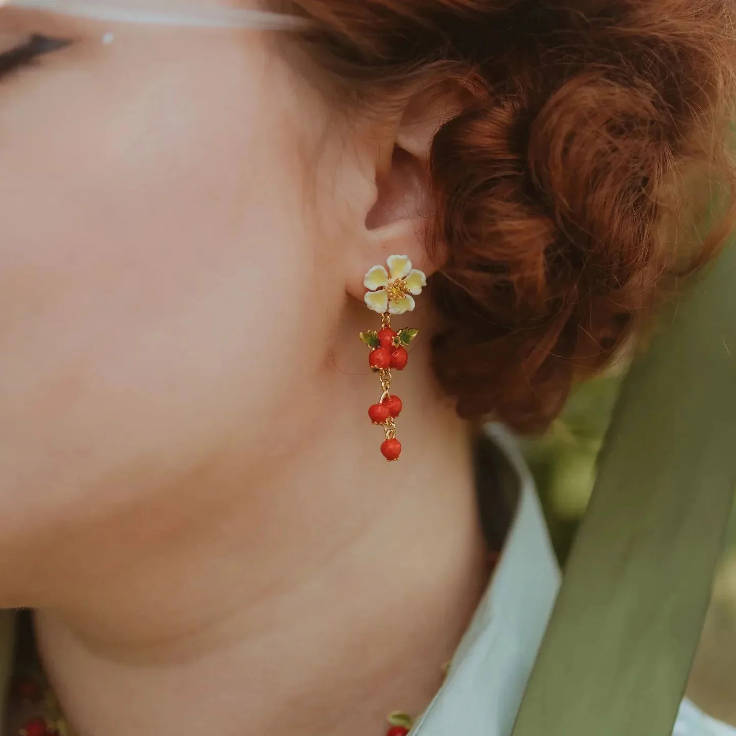 Cranberry Flowers Earrings - Image 5