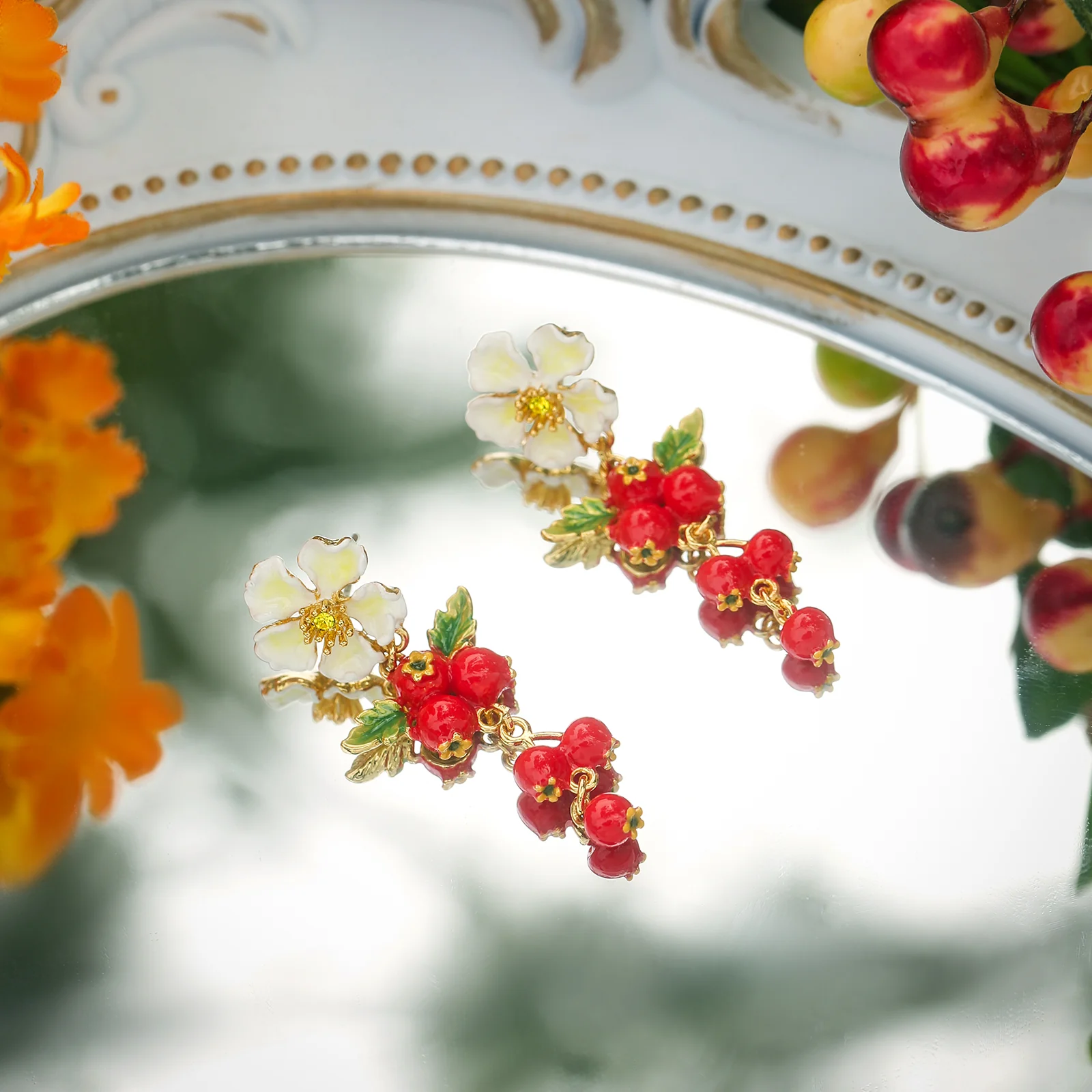 Cranberry Flowers Earrings - Image 8
