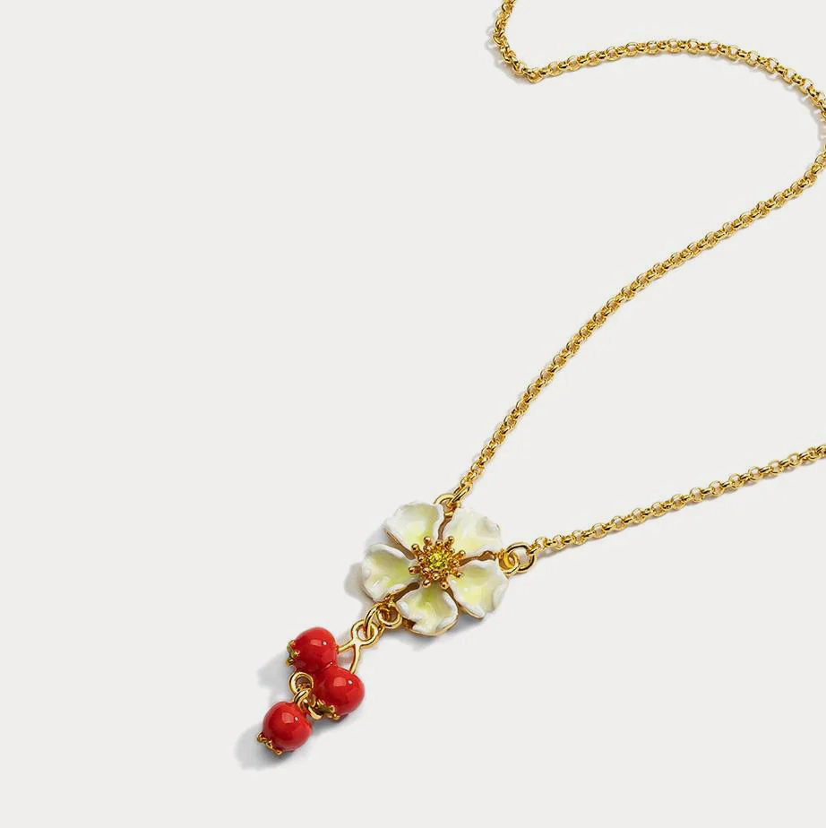Cranberry Flowers Necklace - Image 9