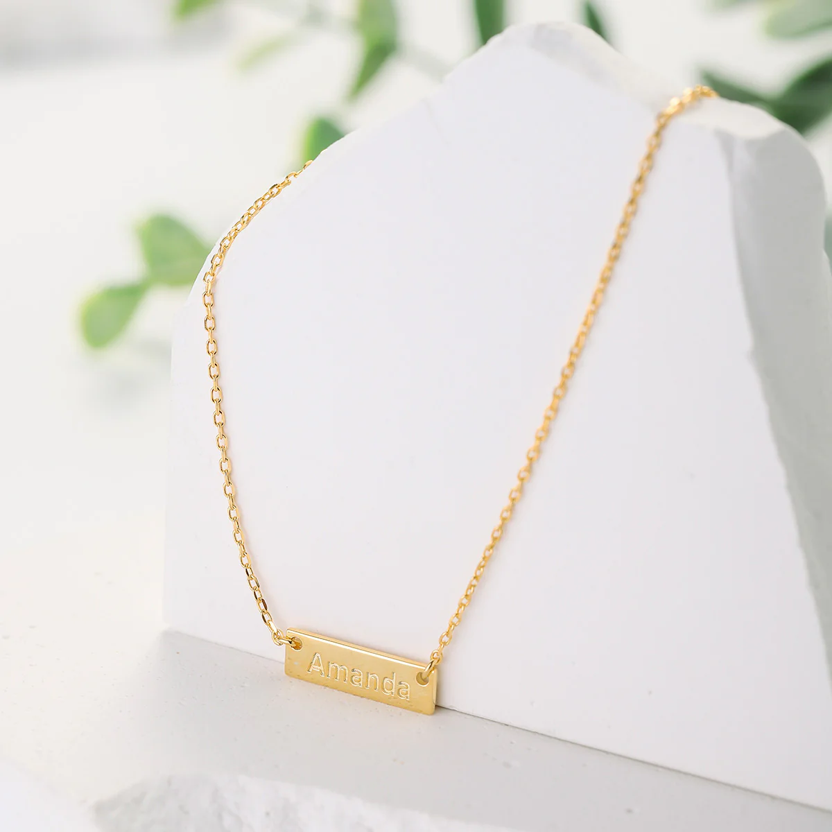 Custom Letter Tag Chain Necklace - Image 4