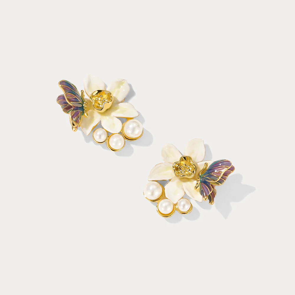 Daffodils & Butterfly Stud Earrings - Image 4