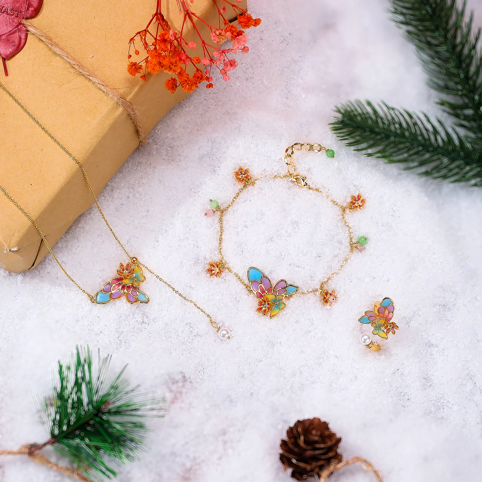 Enamel Butterfly Ring - Image 6