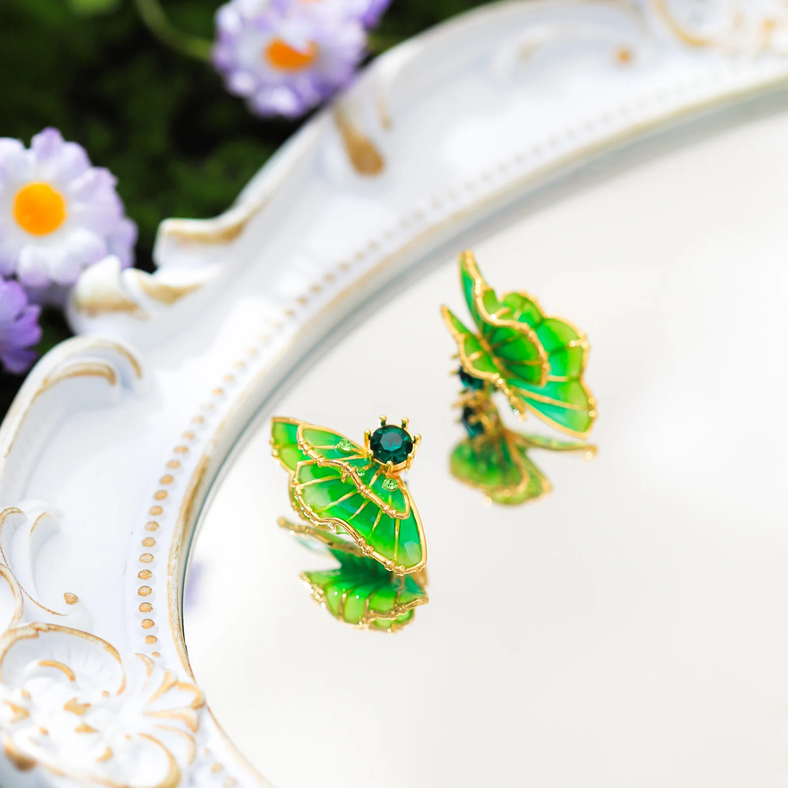Green Butterfly Earrings - Image 5