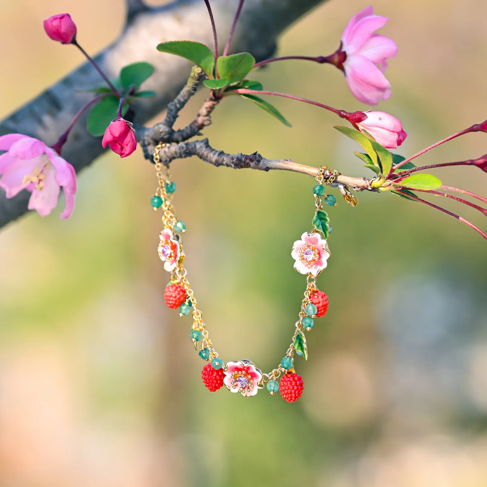 Raspberry Flower Beads Bracelet - Image 11