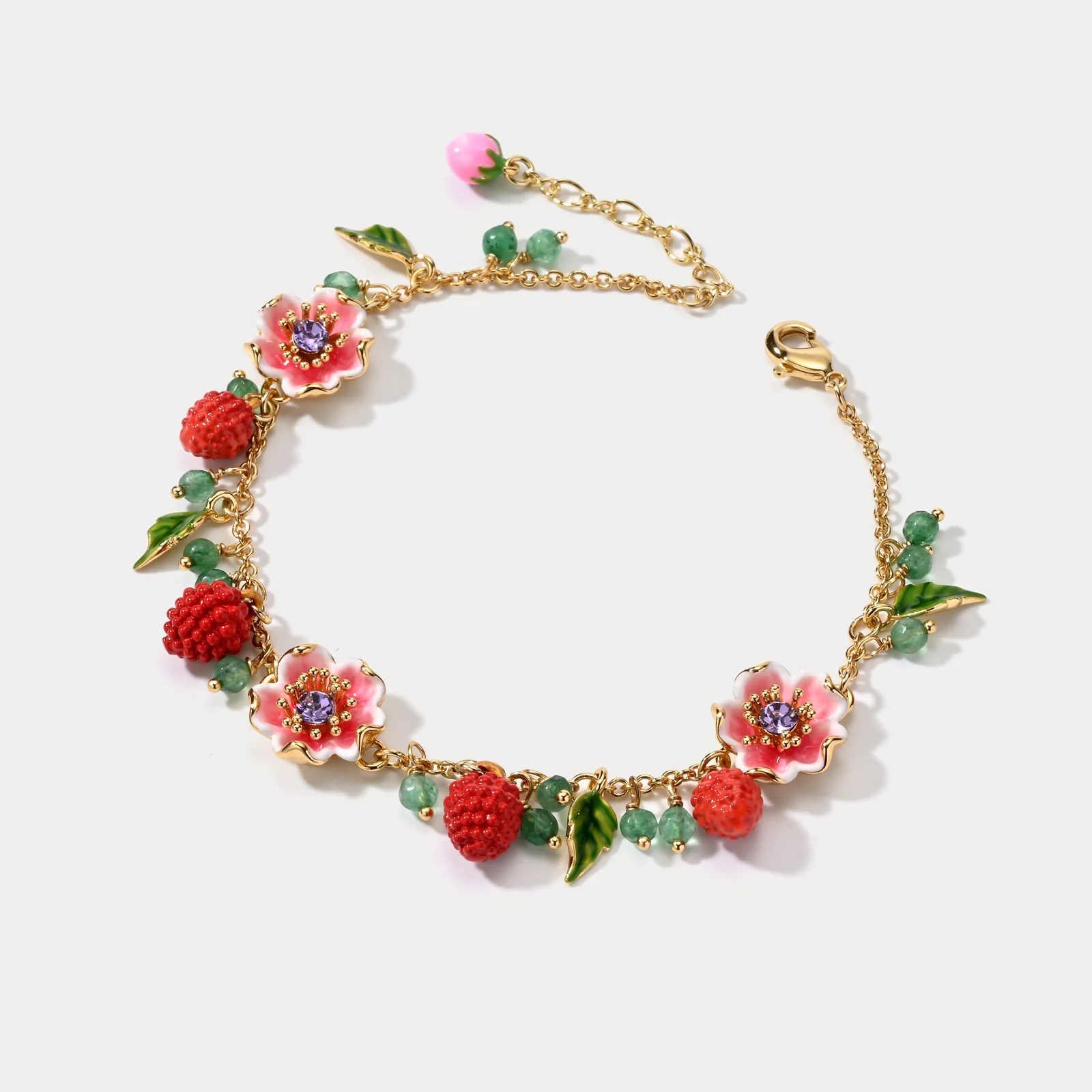 Raspberry Flower Beads Bracelet - Image 17
