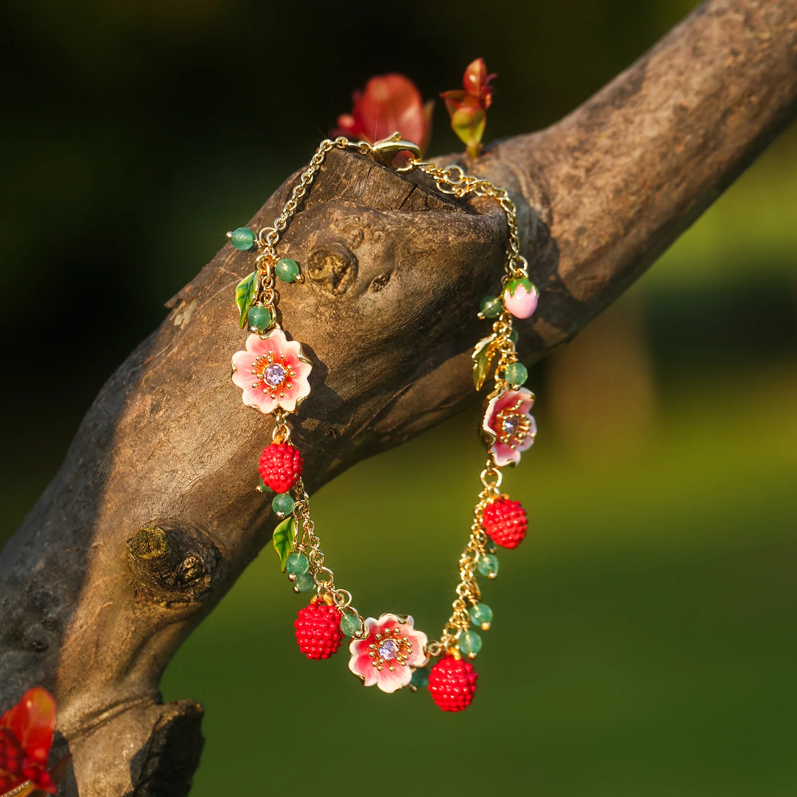 Raspberry Flower Beads Bracelet - Image 4