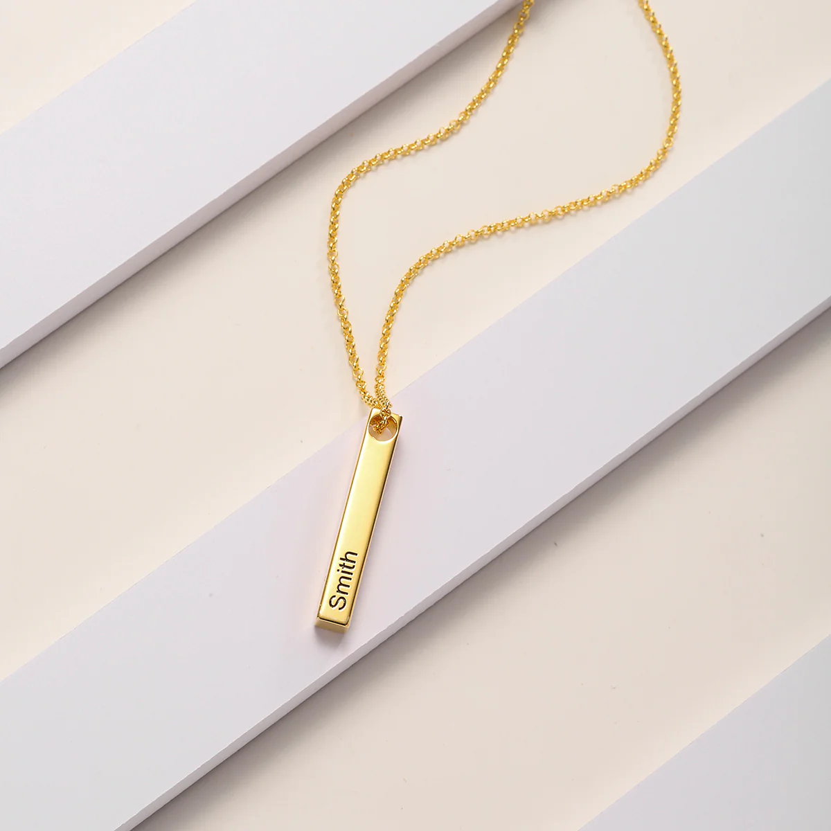 Engraved 3D Bar Name Necklace - Image 10