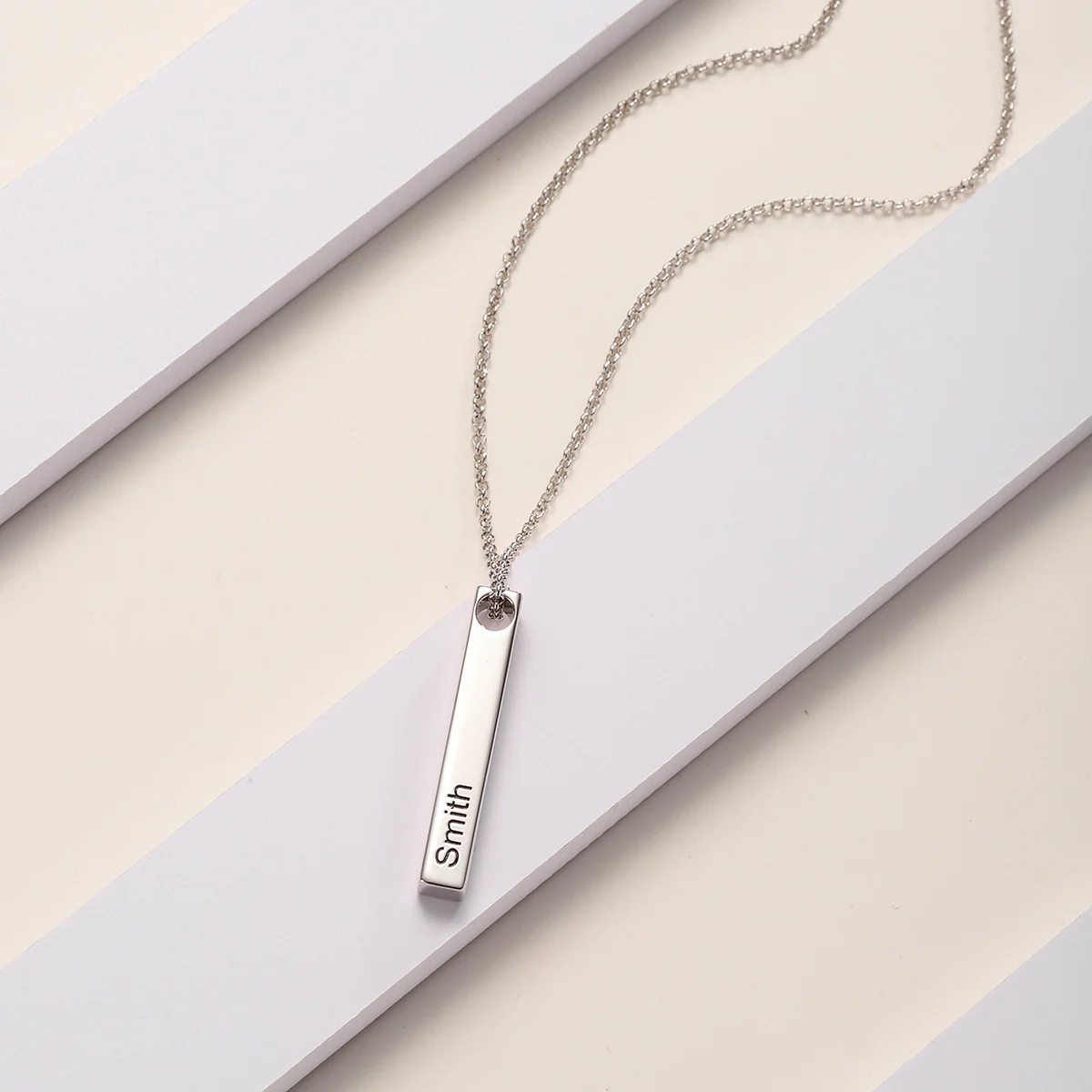 Engraved 3D Bar Name Necklace - Image 12