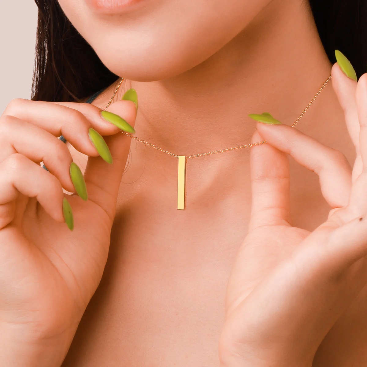 Engraved 3D Bar Name Necklace - Image 3