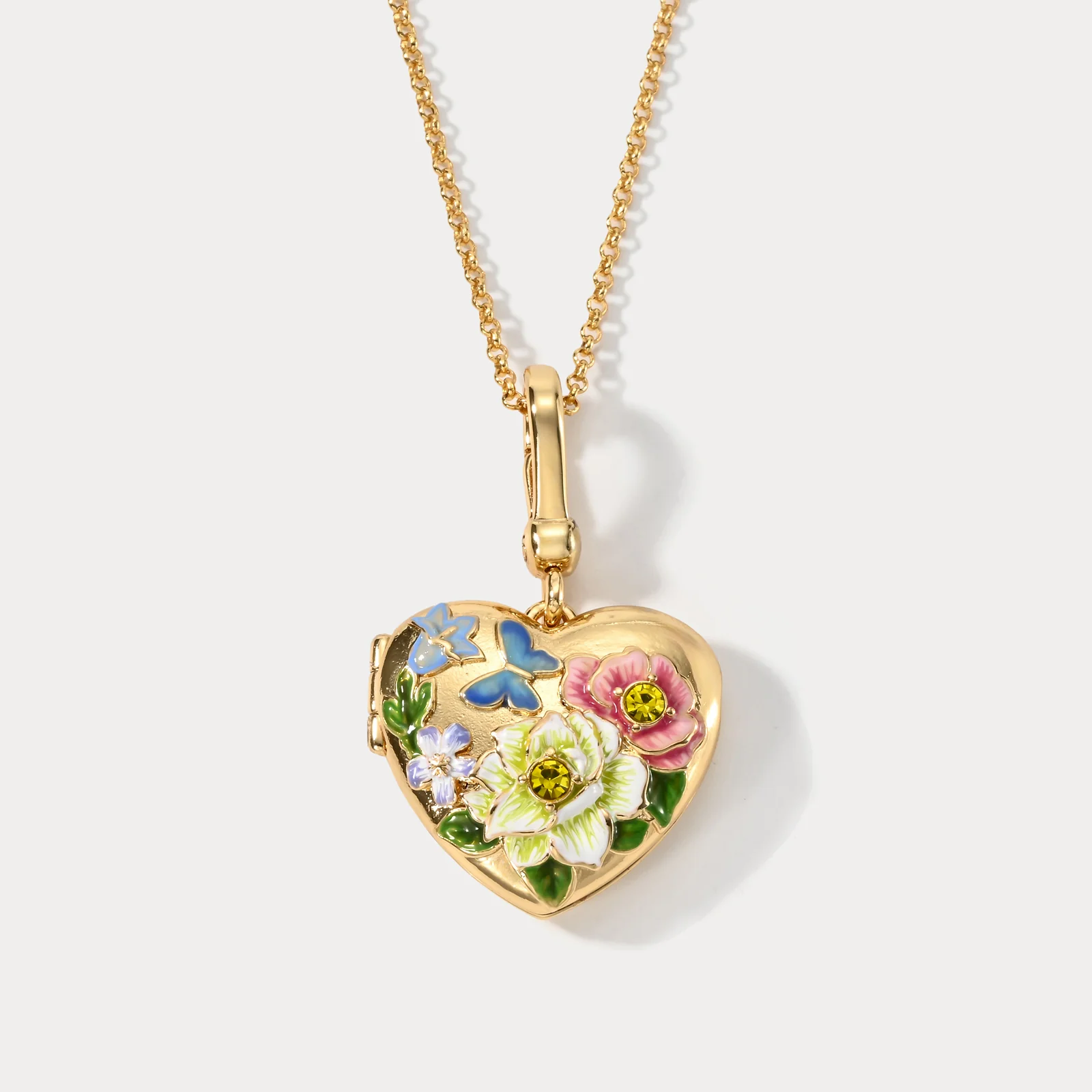 Flower Heart Shaped Locket Necklace - Image 13