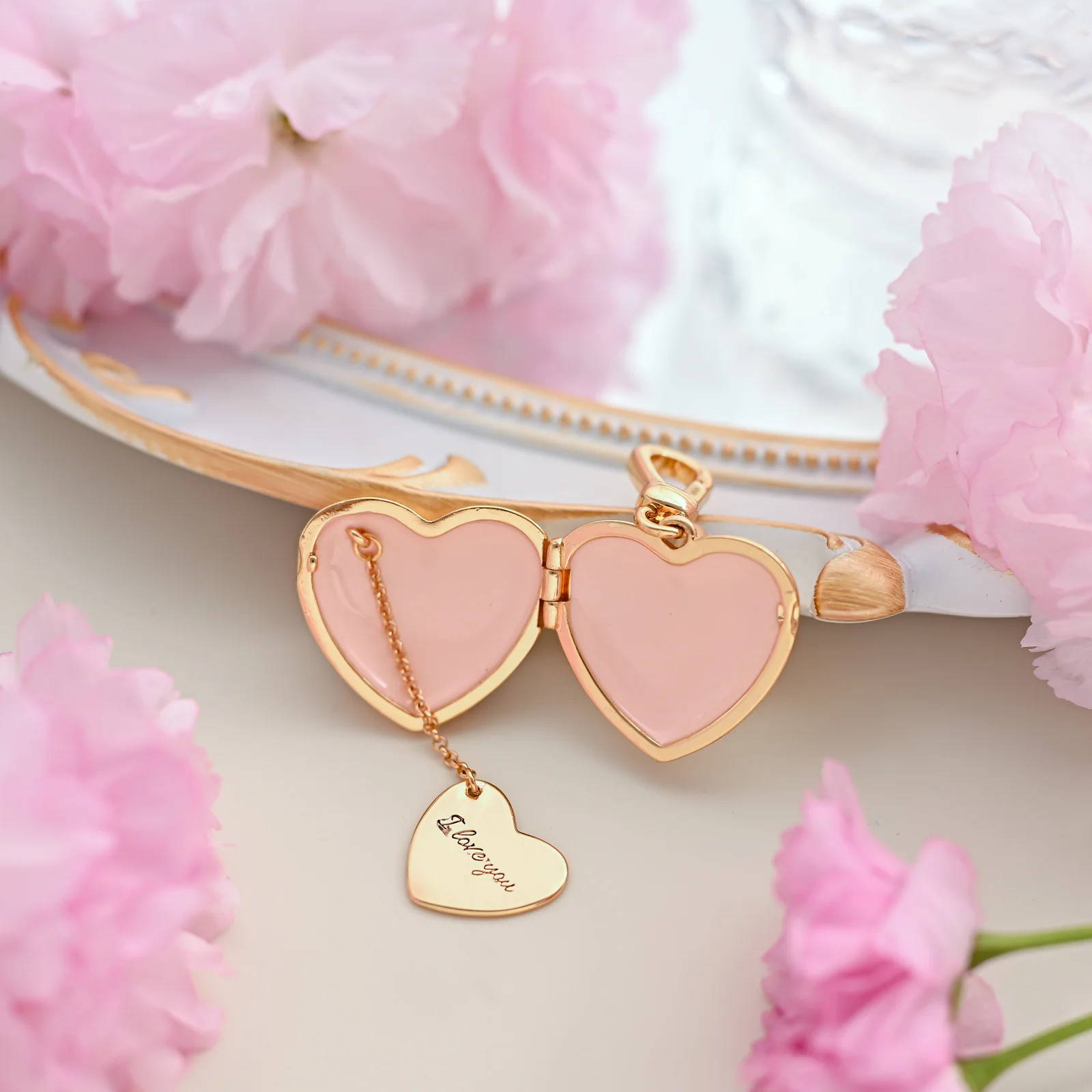 Flower Heart Shaped Locket Necklace - Image 27