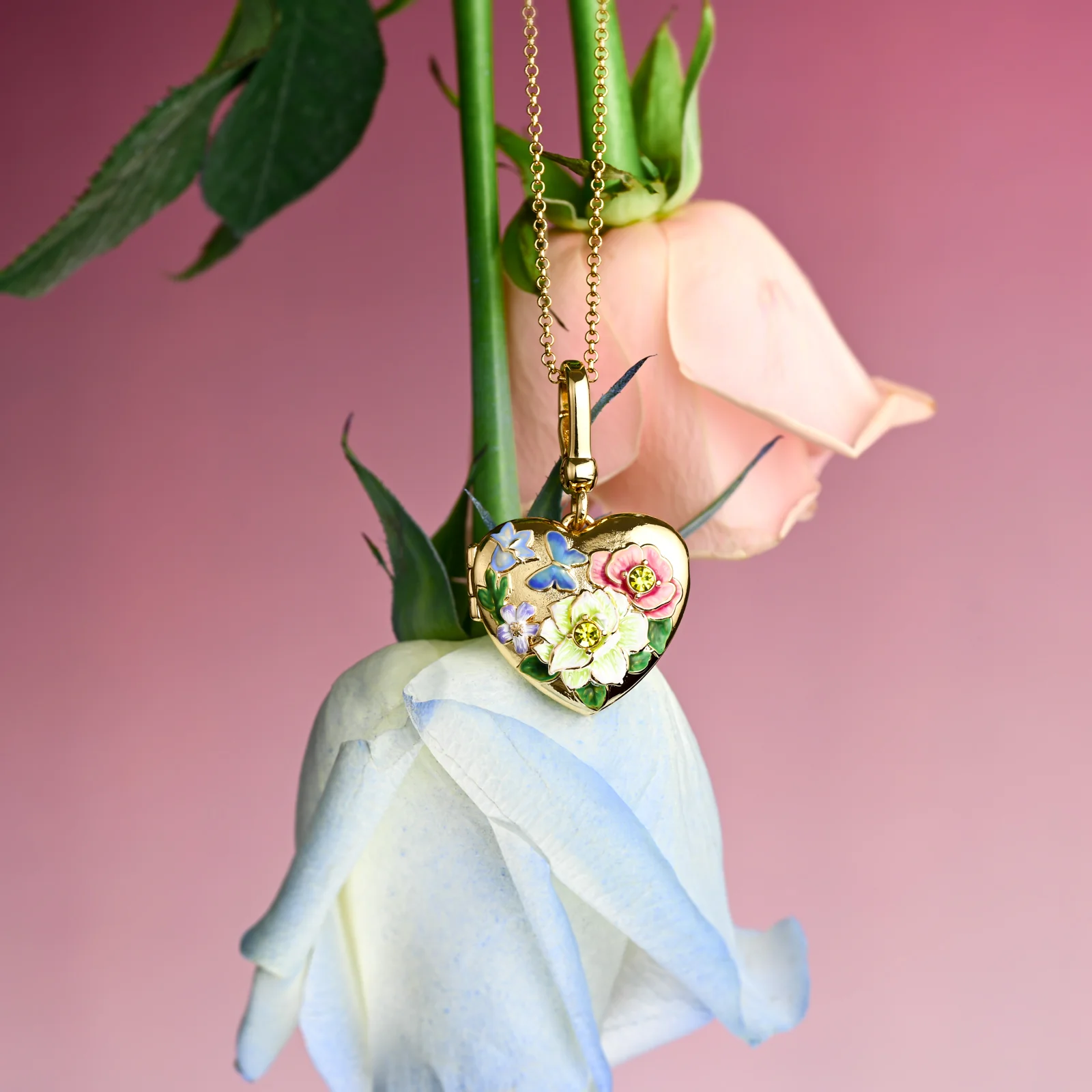 Flower Heart Shaped Locket Necklace - Image 3