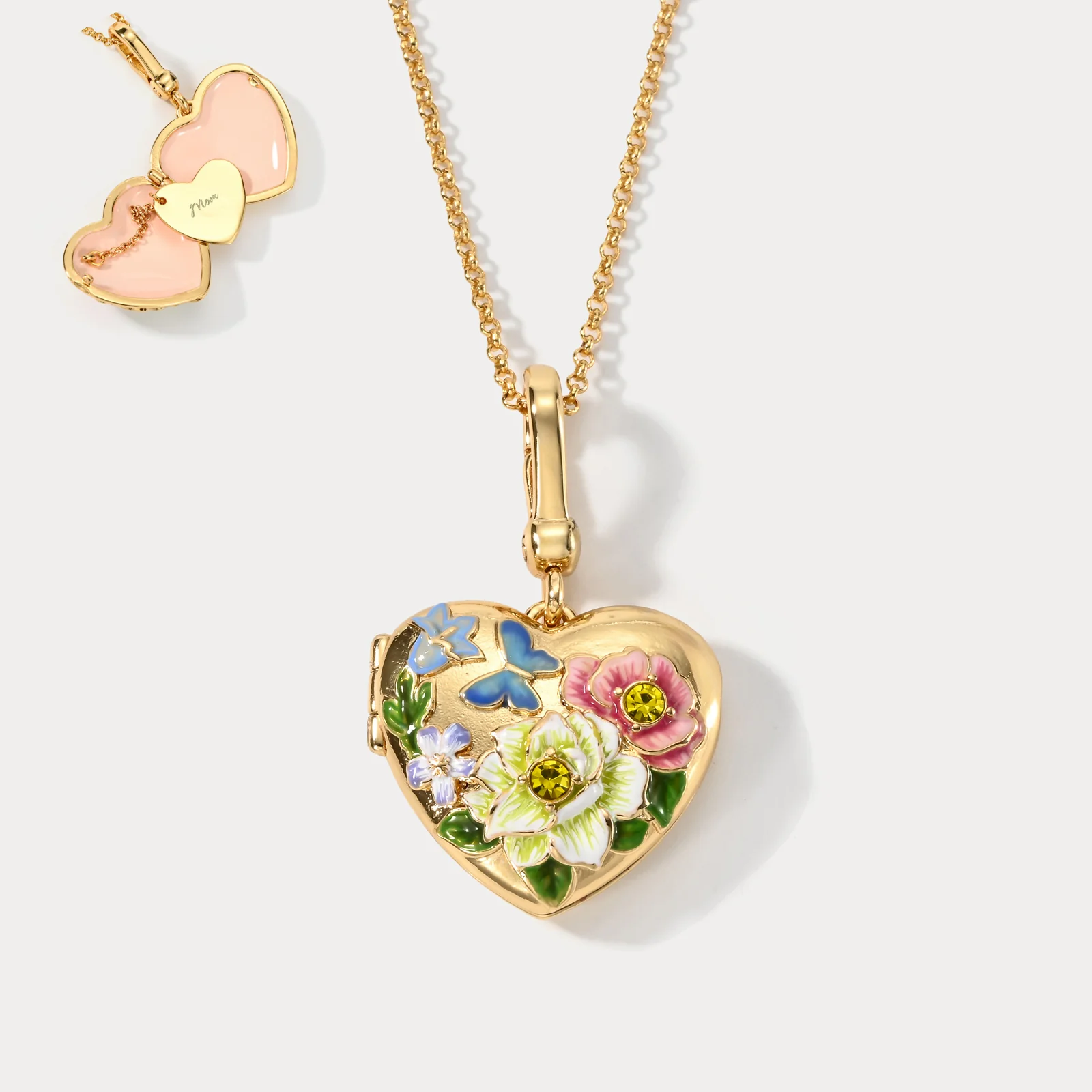 Flower Heart Shaped Locket Necklace - Image 31
