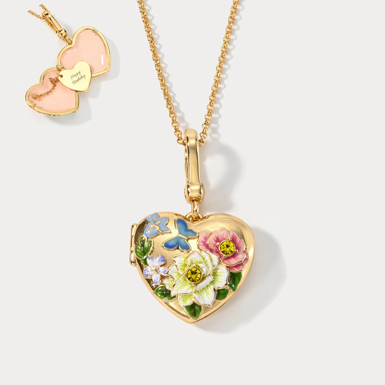 Flower Heart Shaped Locket Necklace - Image 32