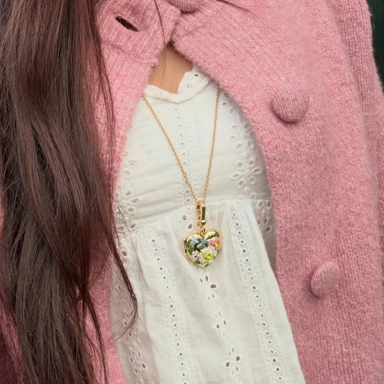 Flower Heart Shaped Locket Necklace - Image 33