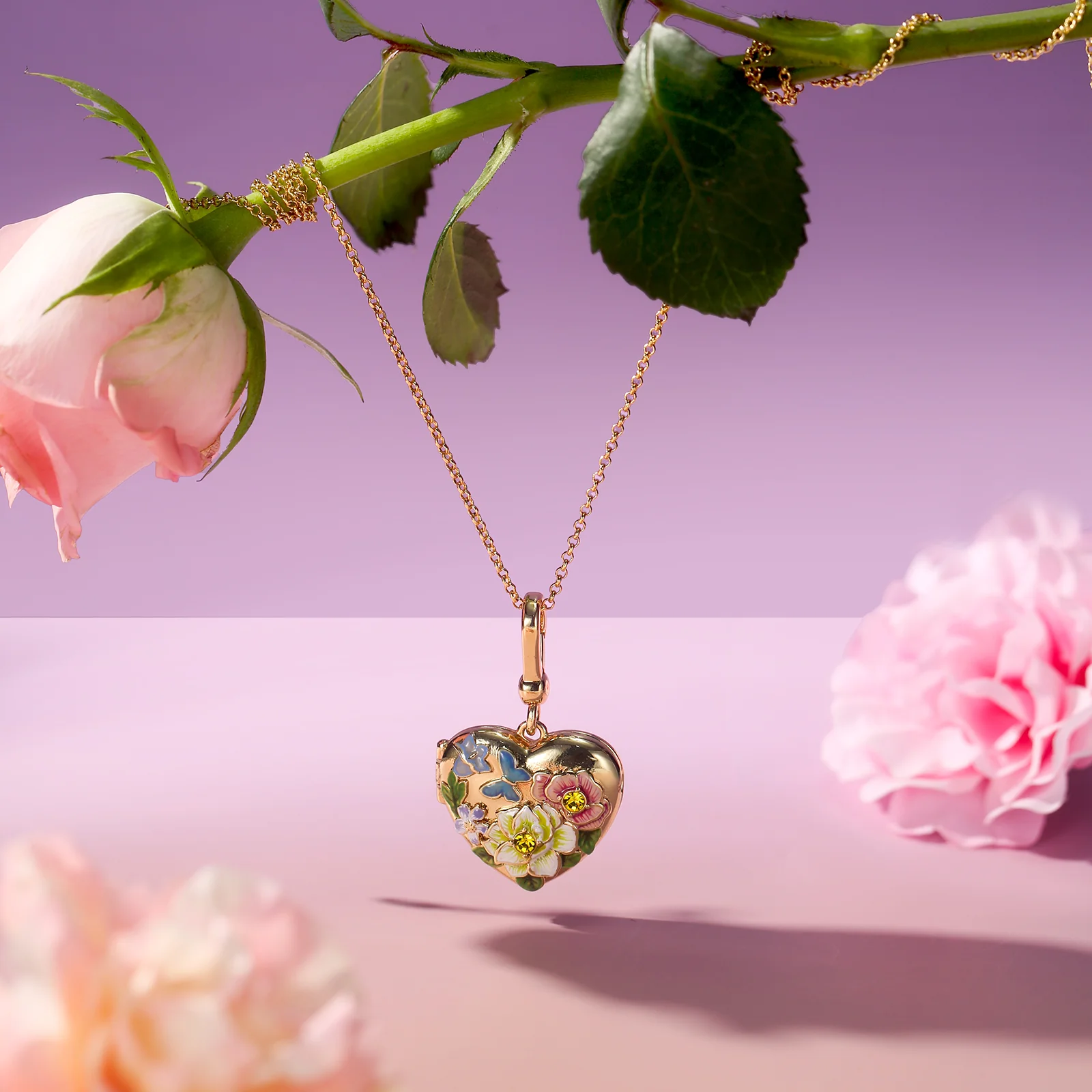 Flower Heart Shaped Locket Necklace - Image 7