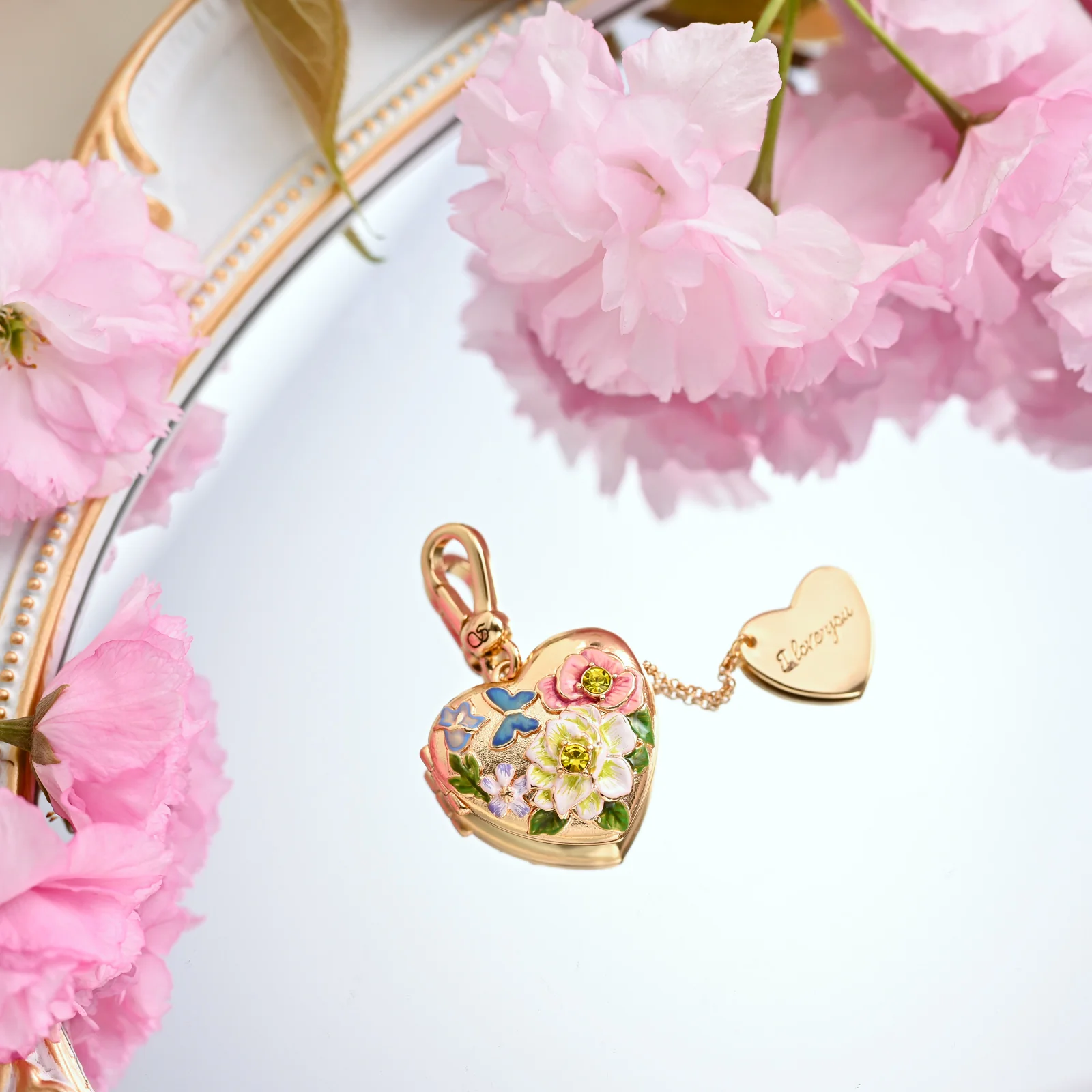 Flower Heart Shaped Locket Necklace - Image 9