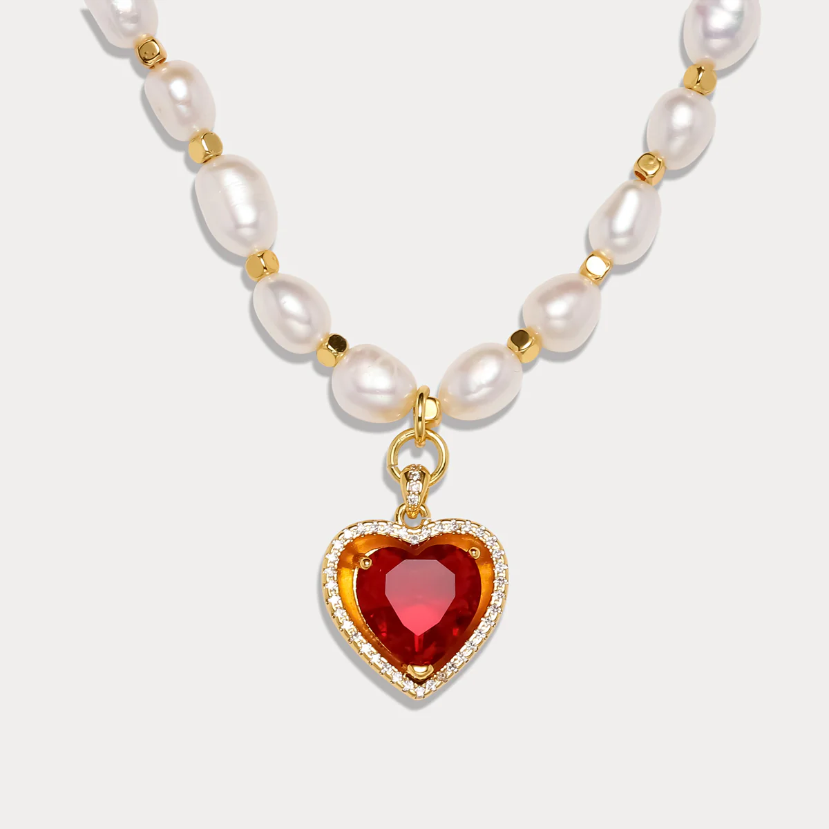 Heart Gem Pearl Necklace & Bracelet - Image 5