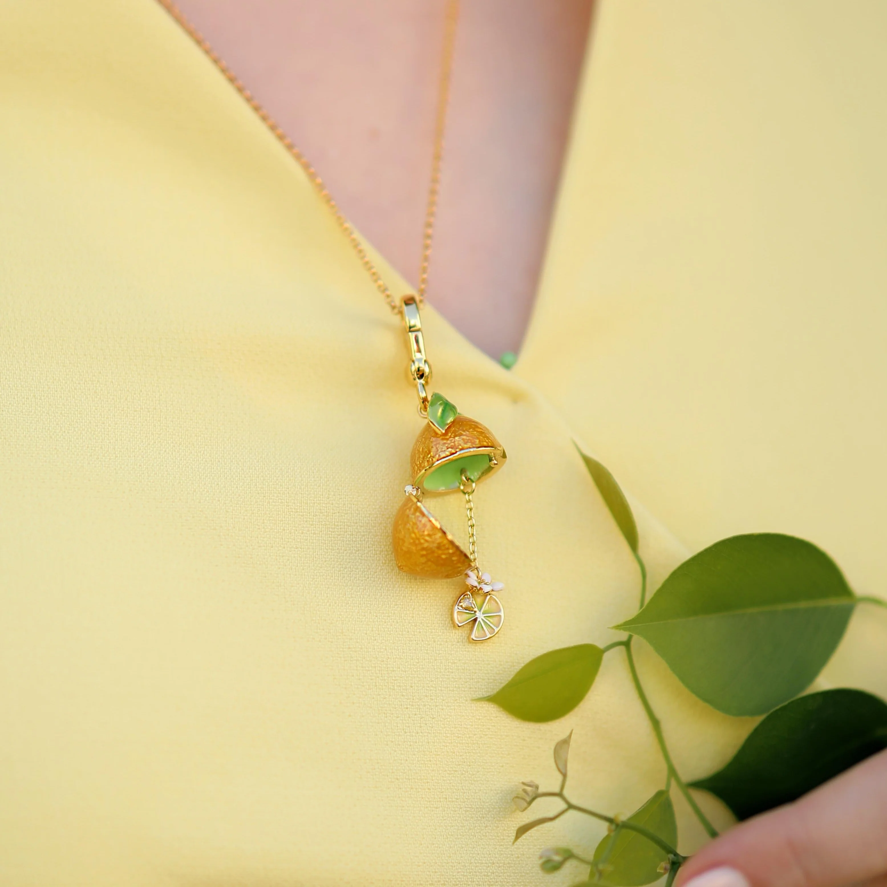 Lemon Locket Pendant Necklace - Image 3