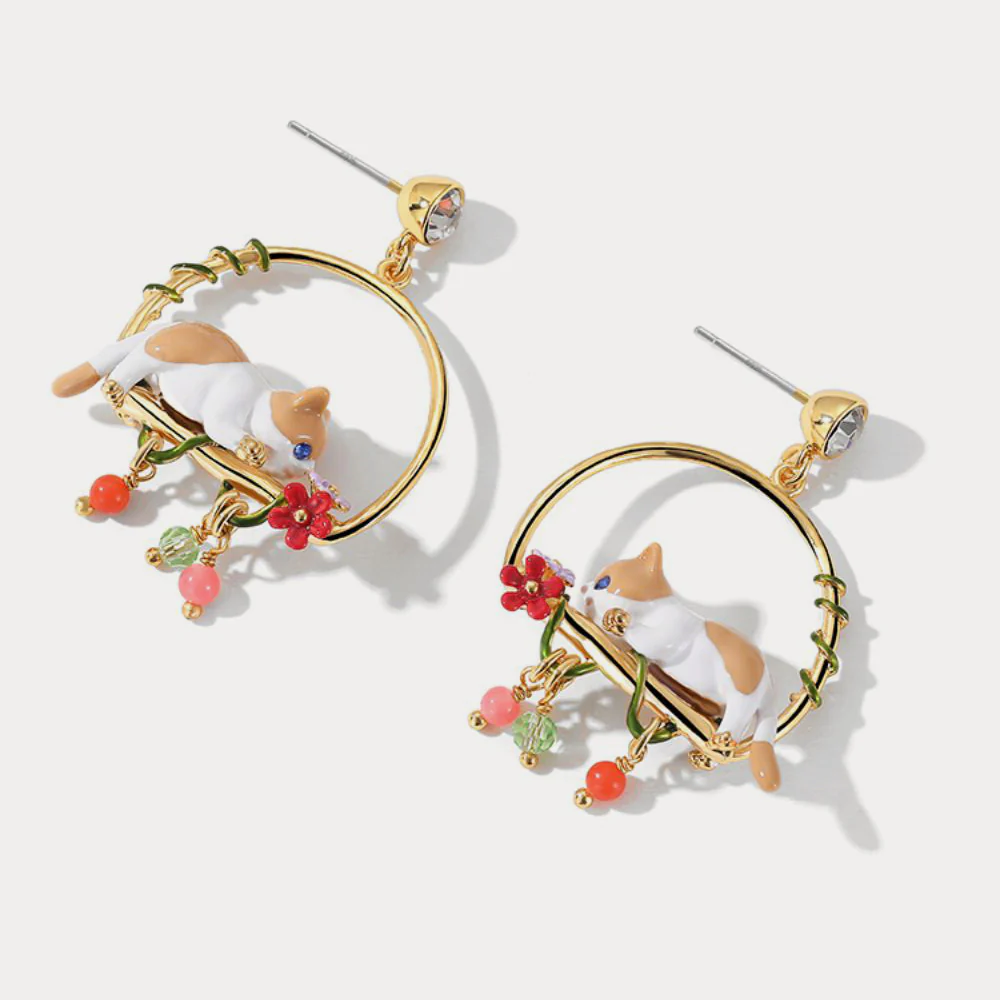 Orange Cat Earrings - Image 3