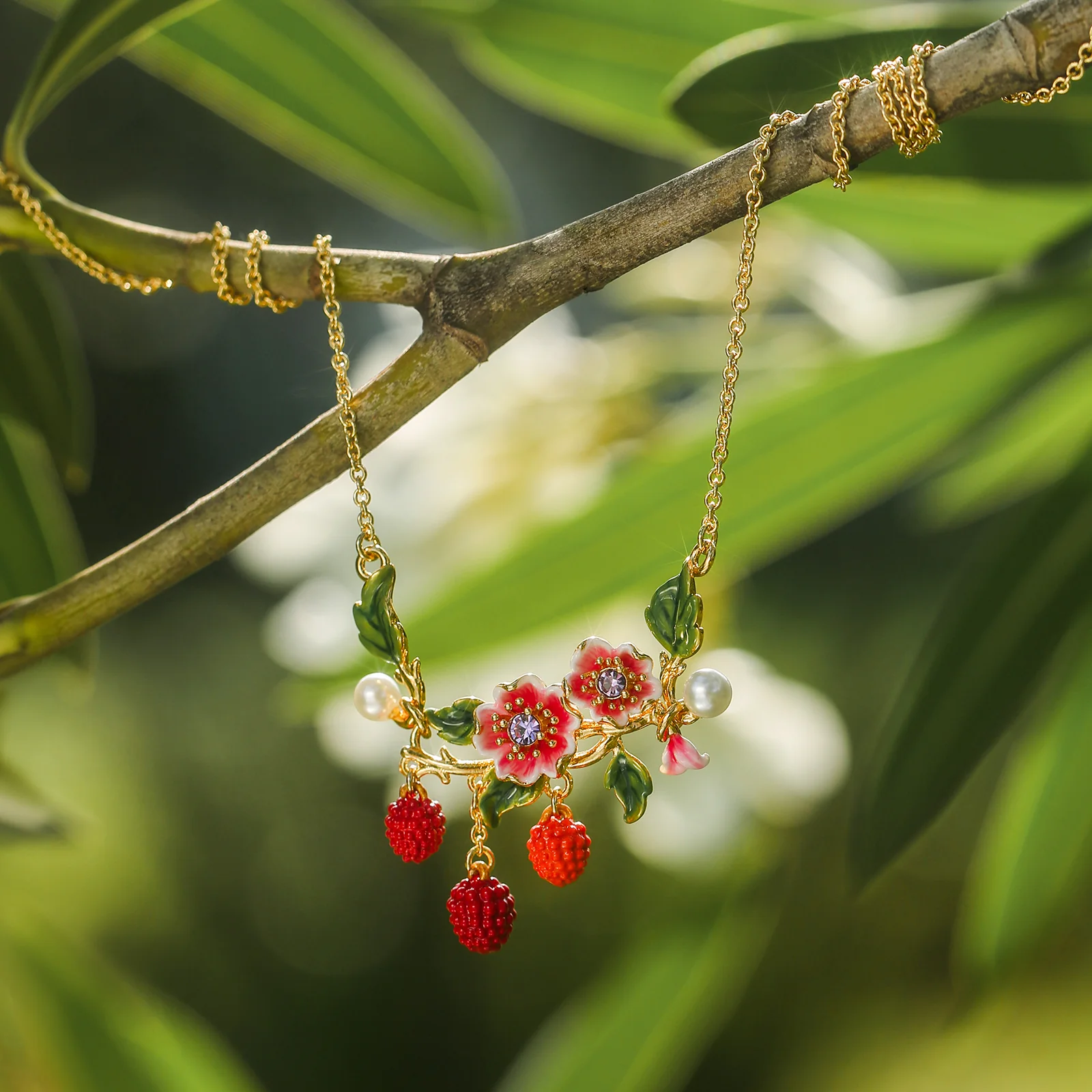 Raspberry Flower Necklace - Image 5