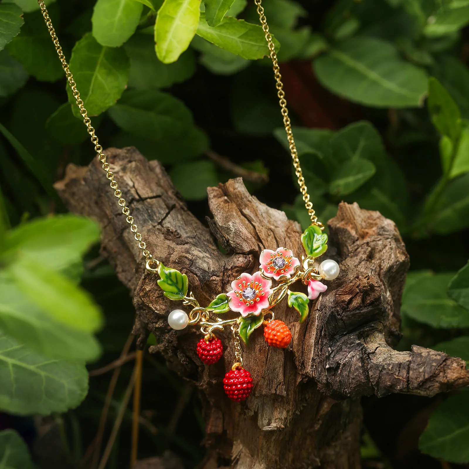 Raspberry Flower Necklace - Image 6