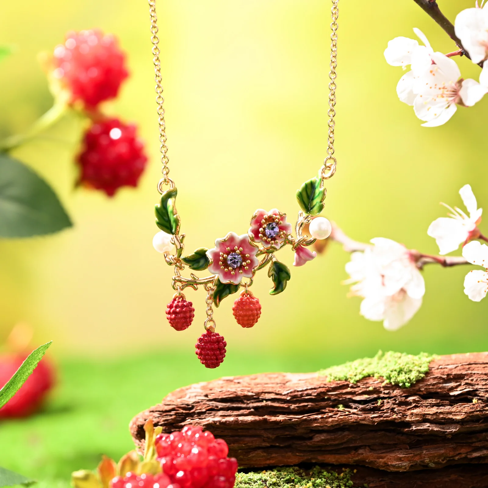 Raspberry Flower Necklace - Image 7