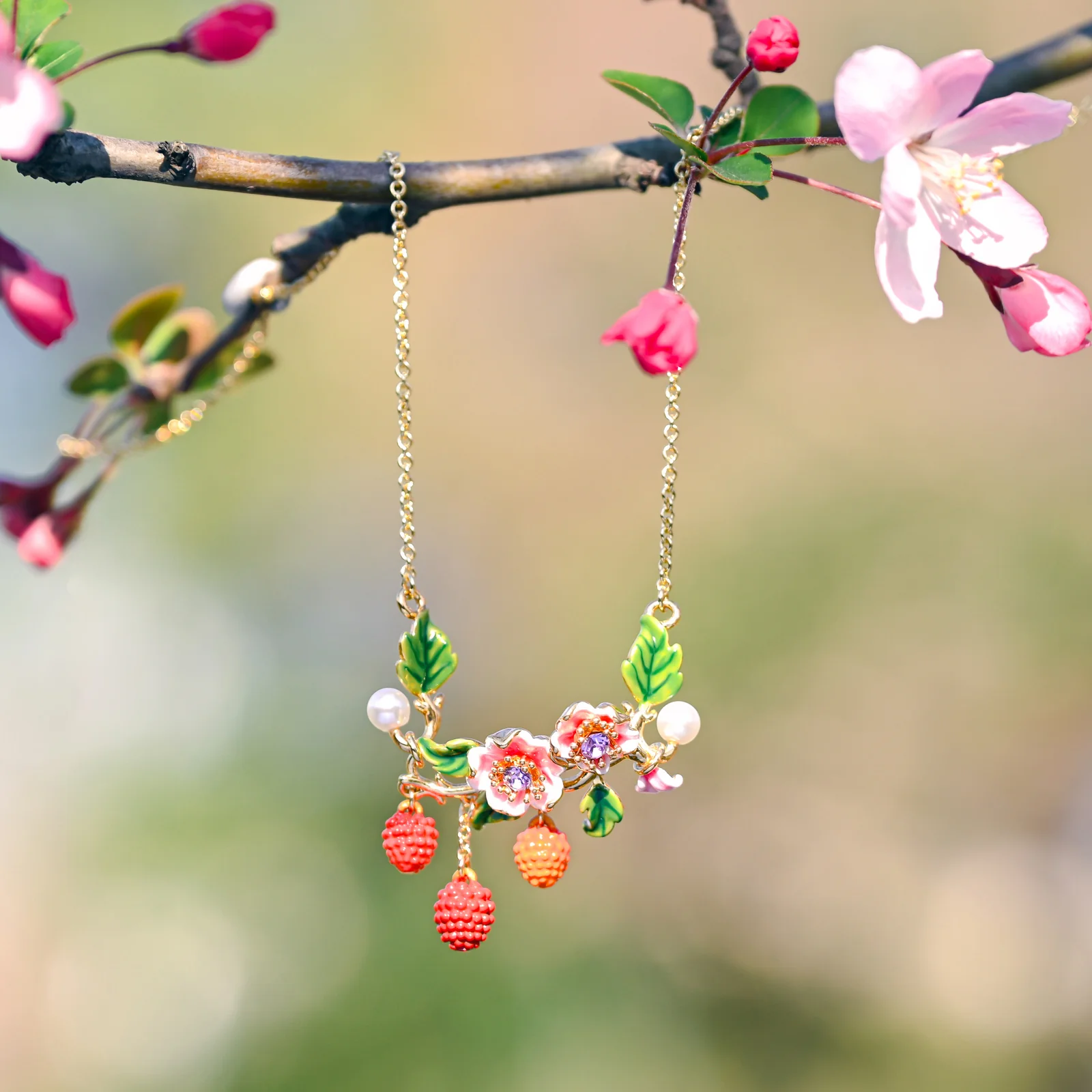 Raspberry Flower Necklace - Image 8