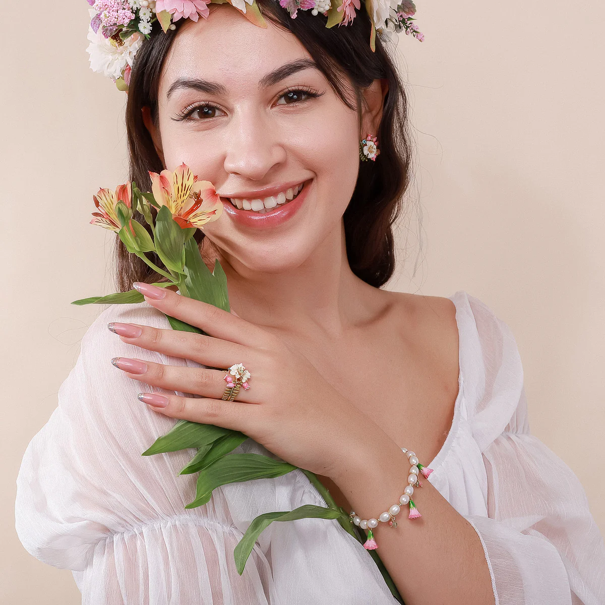 Raspberry & Lily of the Valley Ring - Image 3