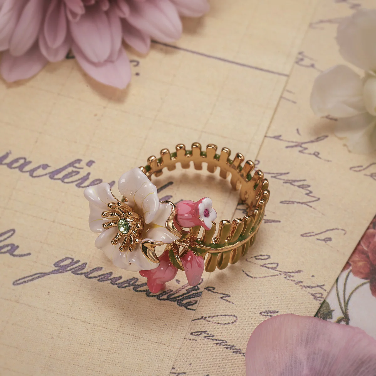 Raspberry & Lily of the Valley Ring - Image 7