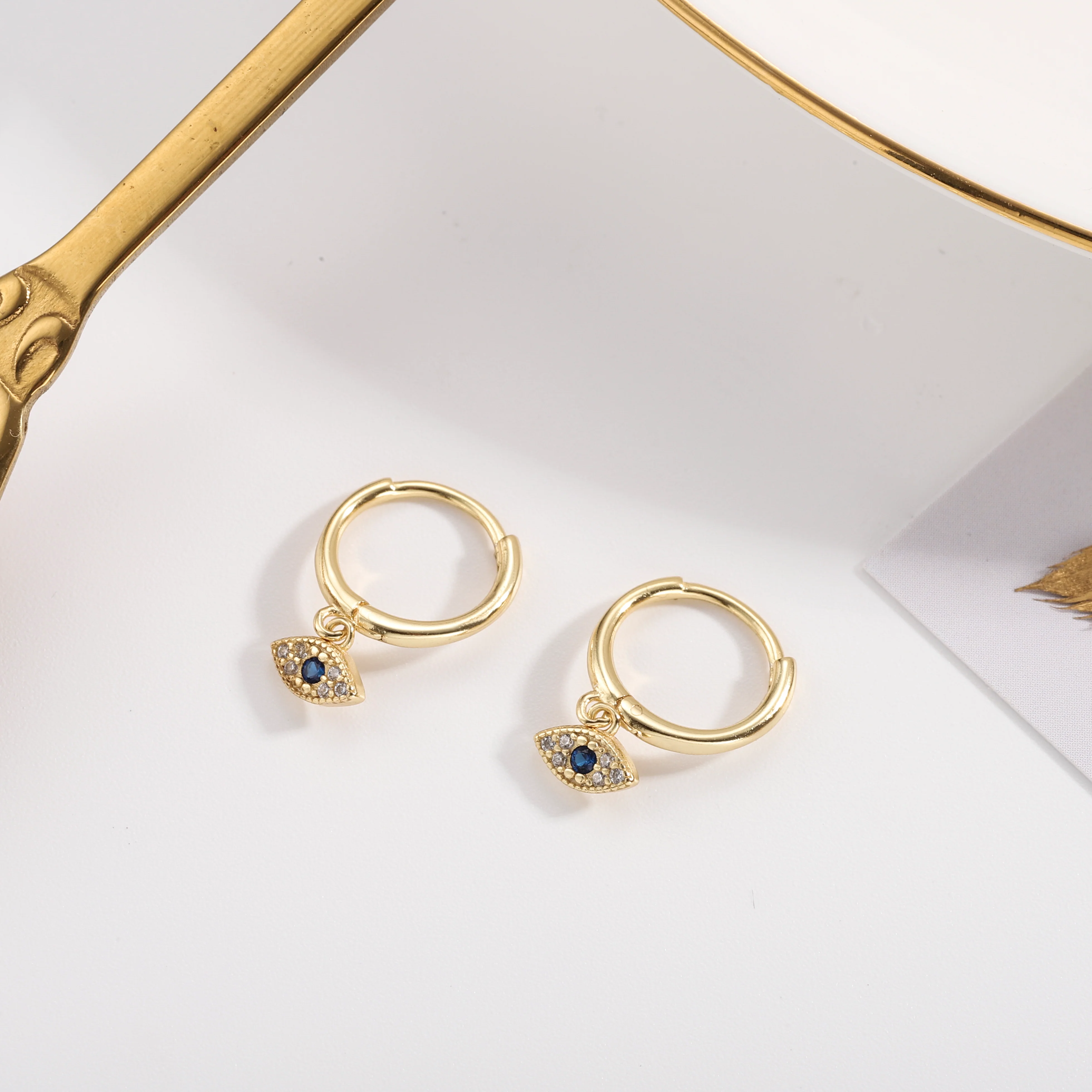 Sapphire Eyes Diamond Drop Hoops Earrings - Image 7