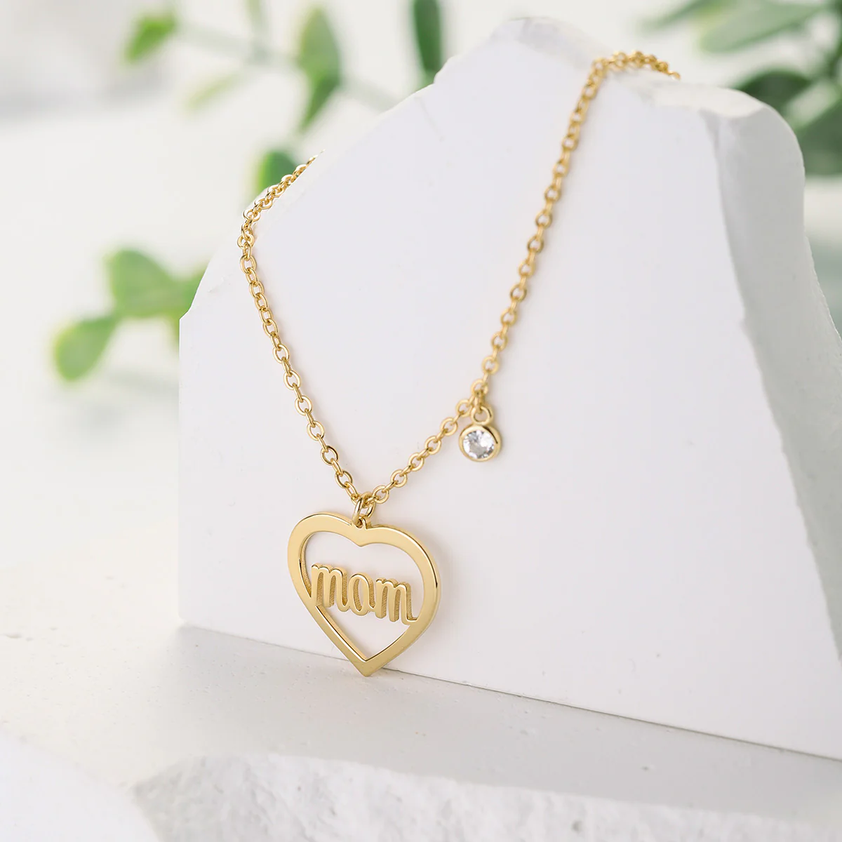 Single Diamond Love Mom Necklace - Image 6