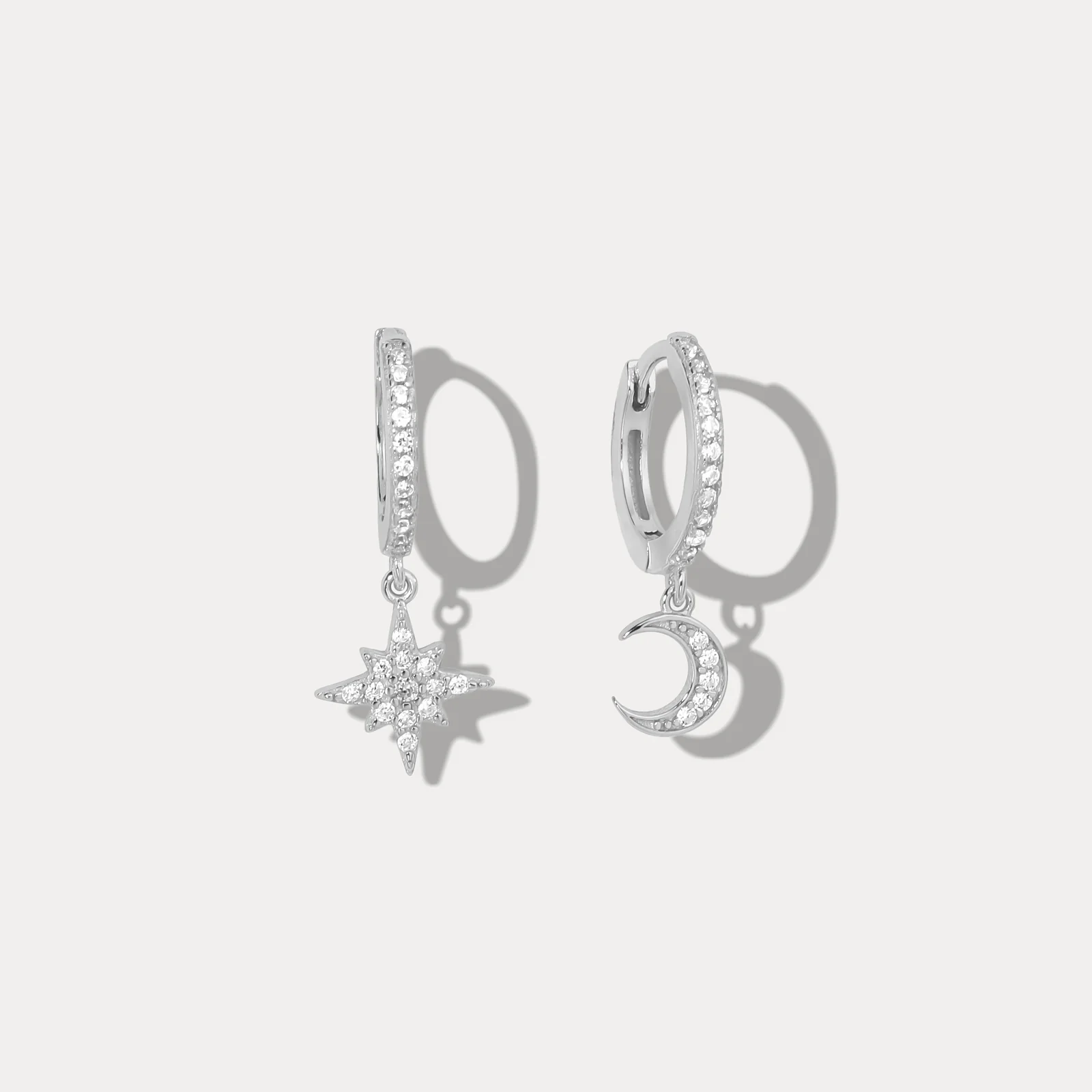 Sky Gold Diamond Drop Hoop Earrings - Image 4