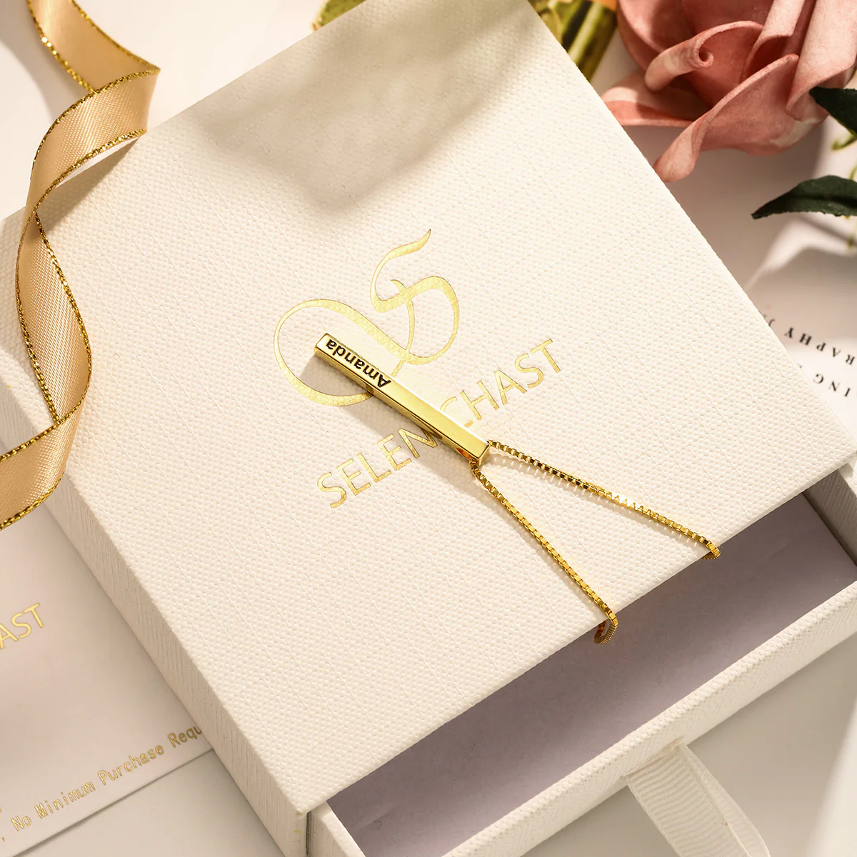 Slender Engraved 3D Bar Name Necklace - Image 4