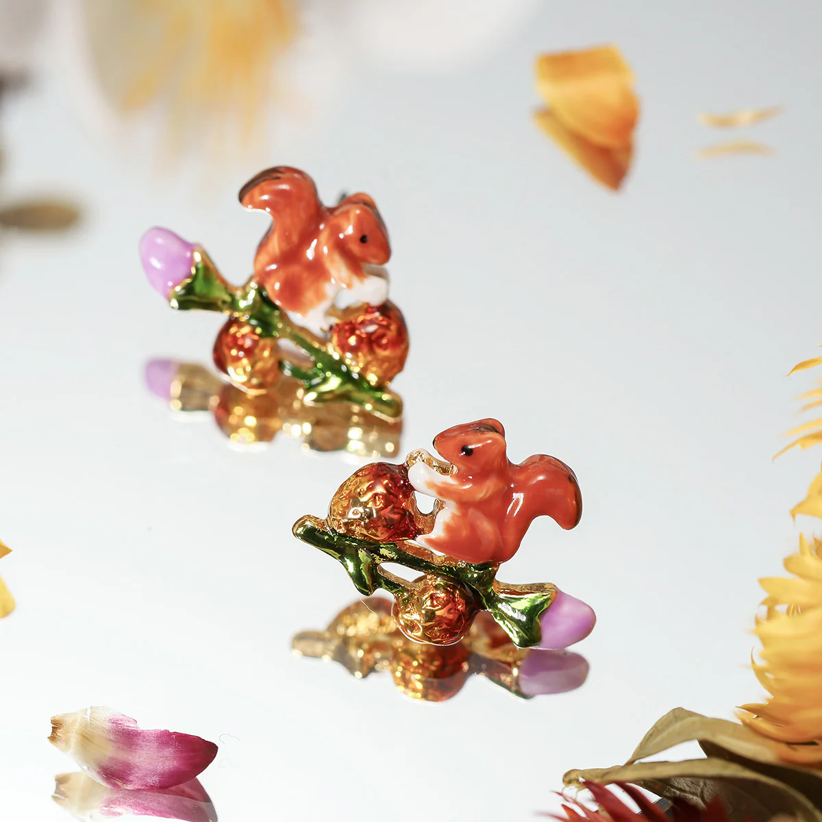 Squirrel Enamel Earrings - Image 3